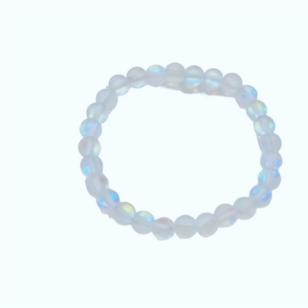 UNBRANDED Iridescent FROSTED GLASS AB Matte Opalescent STRETCH Bracelet